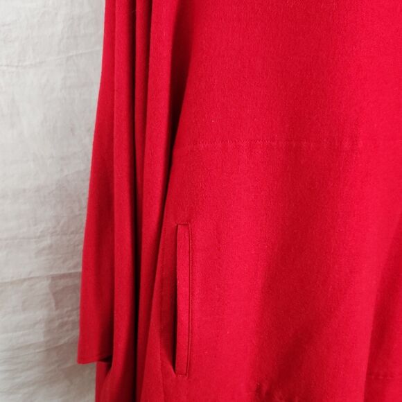 ST JOHNS BAY Wool Blend Cape 1/4 Zip Poncho Sweater One Size Red Pockets - Picture 4 of 11